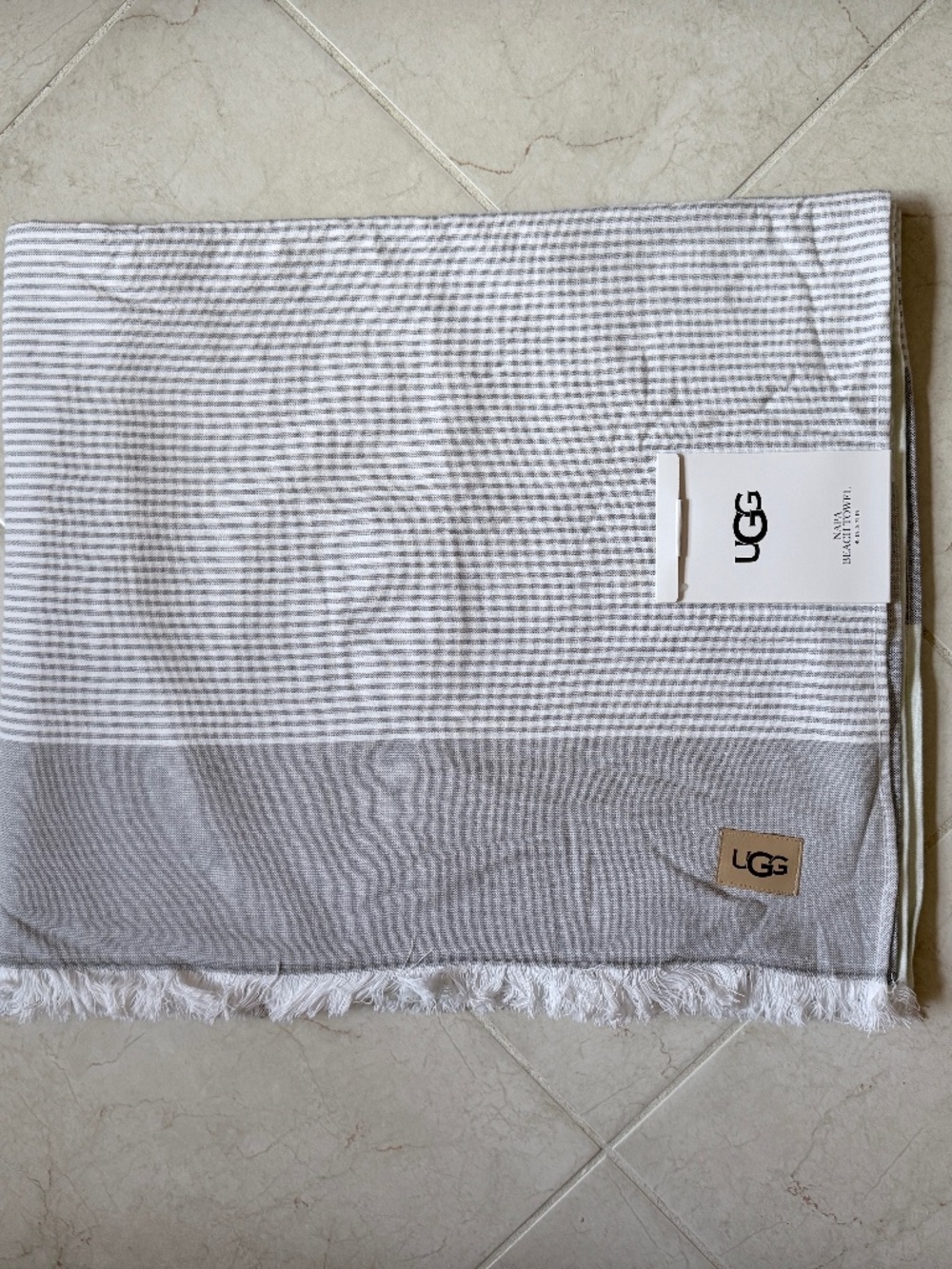 UGG Napa Striped Beach Towel 40"x72" in Retro Mint